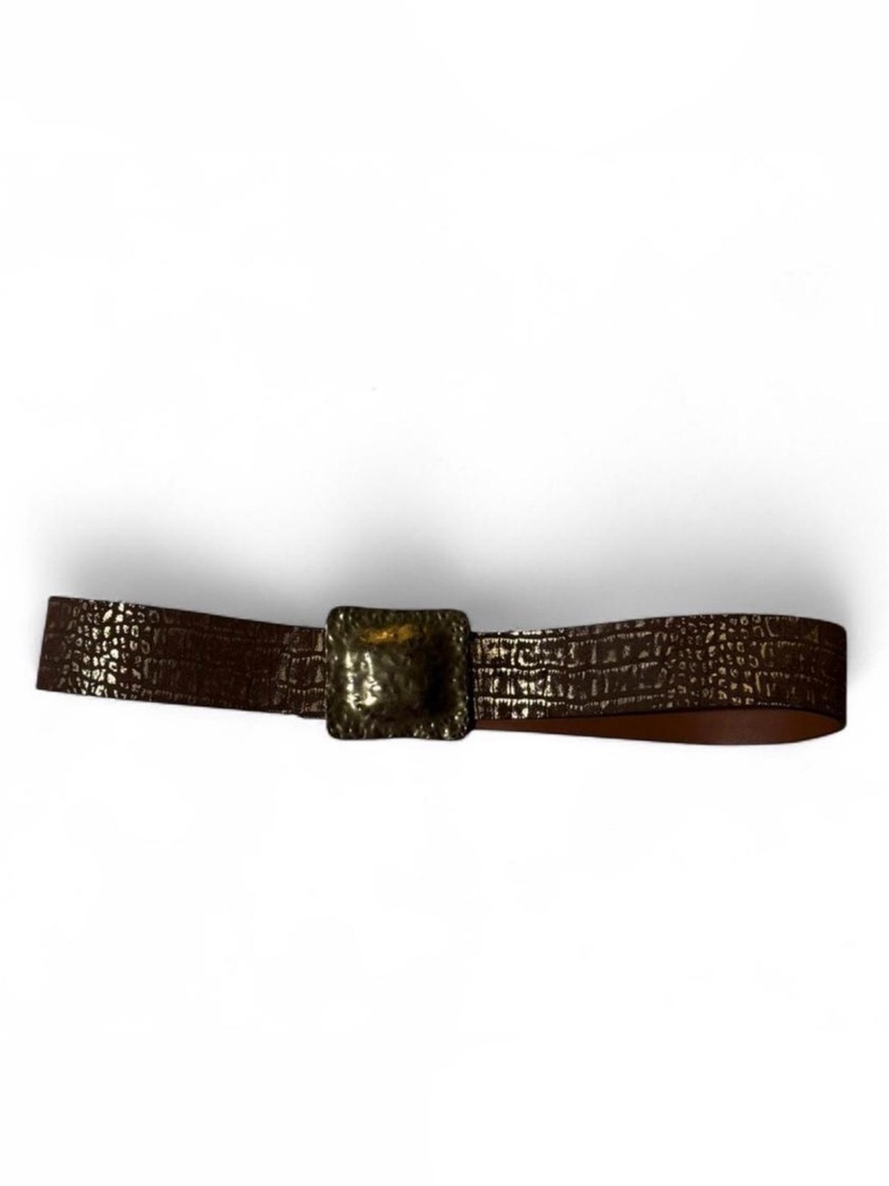 Y2k vintage Chico's chunky western boho brown leather belt with gold buckle🌀